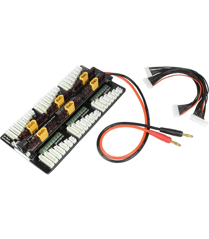XT60 40A Fused Parallel Charging Board for 6 Packs 2-8S JST-XH with 4MM Power Connector