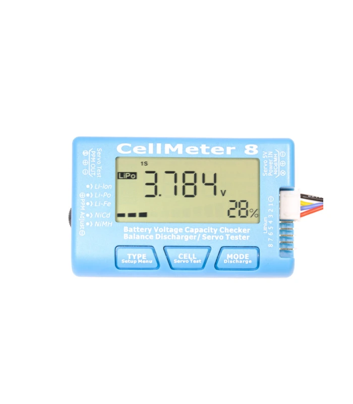 CellMeter 8 - Multifunctional LiPo Battery Checker, Balance Discharger & Servo Tester
