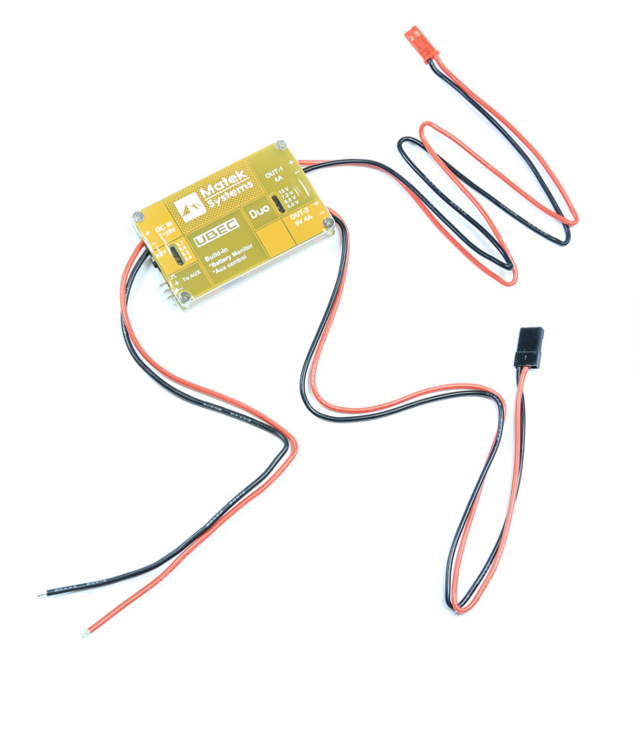 Matek UBEC DUO Dual 4A/5~12V & 4A/5V Outputs with Built-in Battery Monitor and Aux Control​