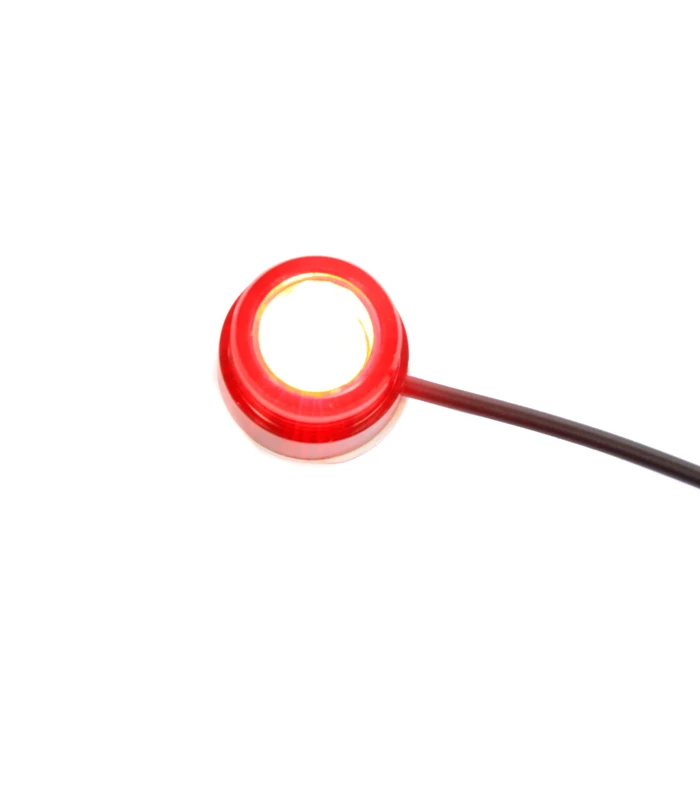 Super Bright 12V (3S) LED with Dia 25mm Metal Housing, Lens & Long Wire - Red