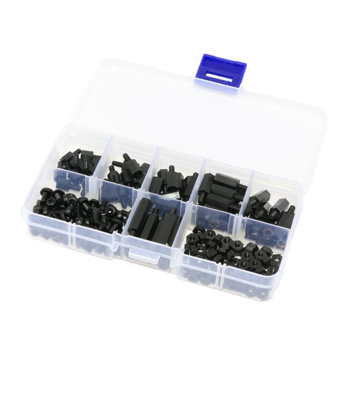 M3 Nylon Black Male-Female Hex Spacers Screw Nut Assortment Kit