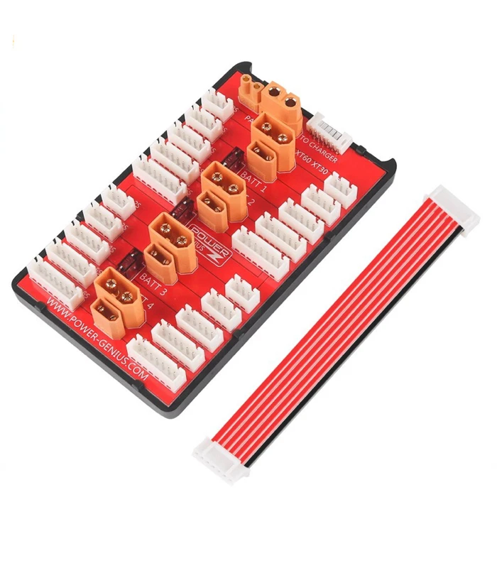 Power-Genius 2 In 1 Fused Parallel Charging Board XT30 / XT60 2-6S JST-XH with Balance Wire