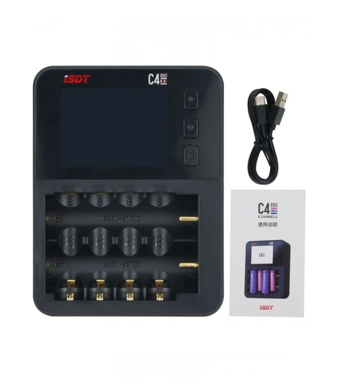 C4 EVO Charger iSDT C4 EVO Smart Battery Charger for AA, AAA, 18650 - Image 4