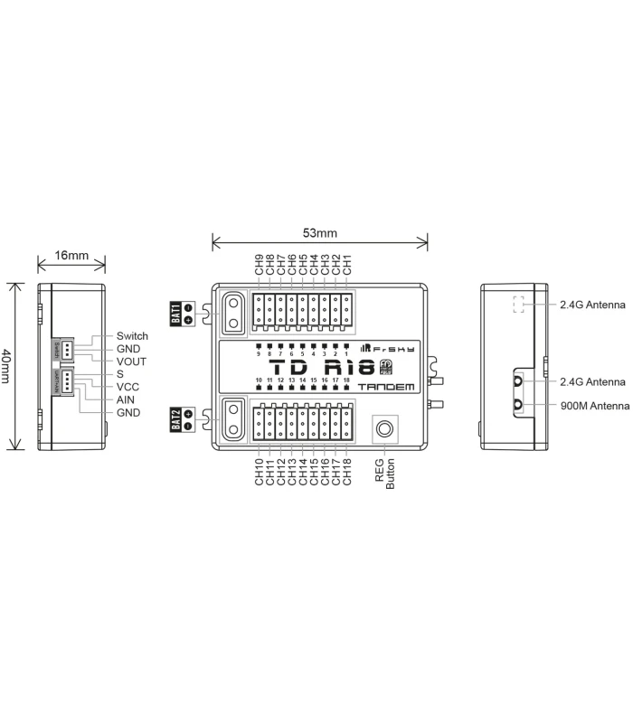 FrSky Tandem Dual-Band TD R18 Receiver 18CH PWM / SBUS - Image 4