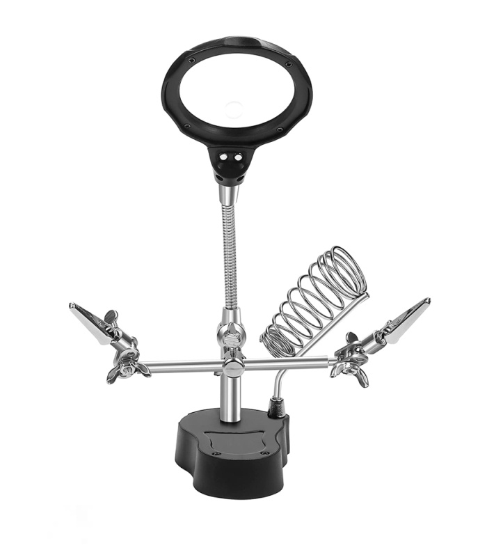 Helping Hands with LED Light, Magnifying Glass & Iron Holder - Image 3