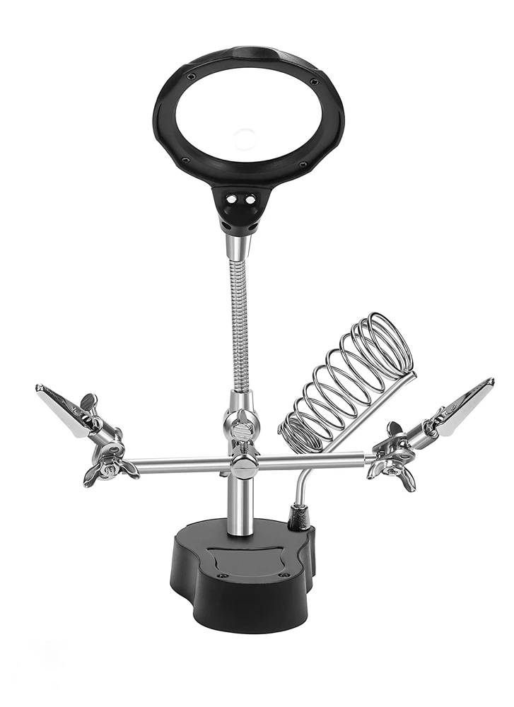 Helping Hands with LED Light, Magnifying Glass & Iron Holder - Image 3