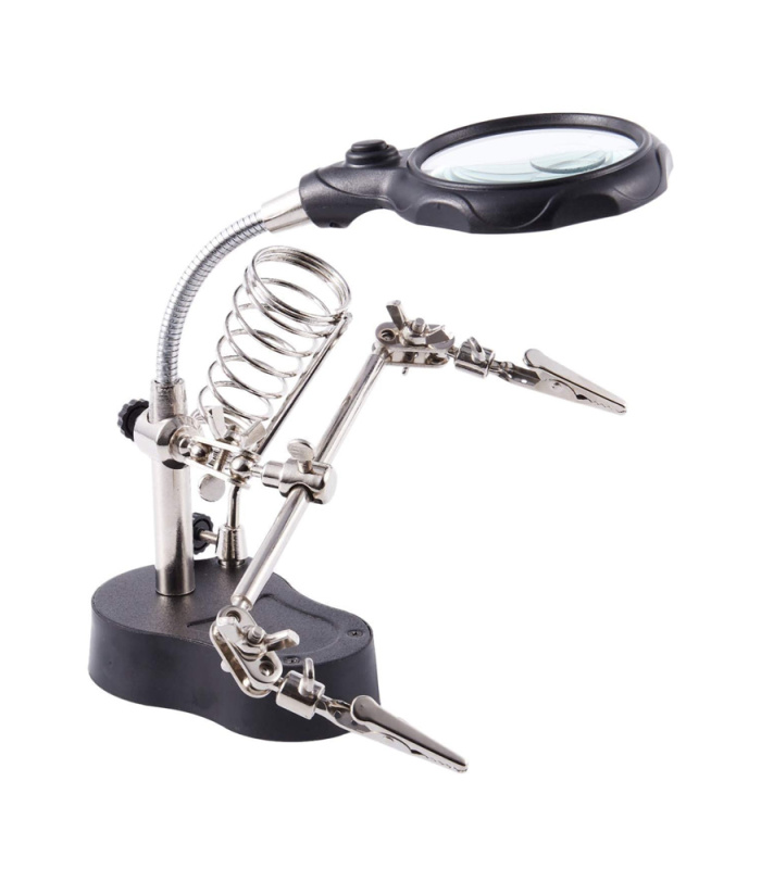 Helping Hands with LED Light, Magnifying Glass & Iron Holder - Image 4