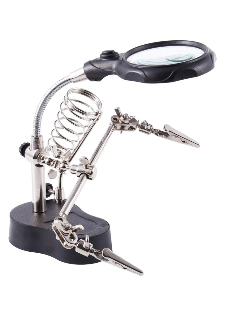 Helping Hands with LED Light, Magnifying Glass & Iron Holder - Image 4