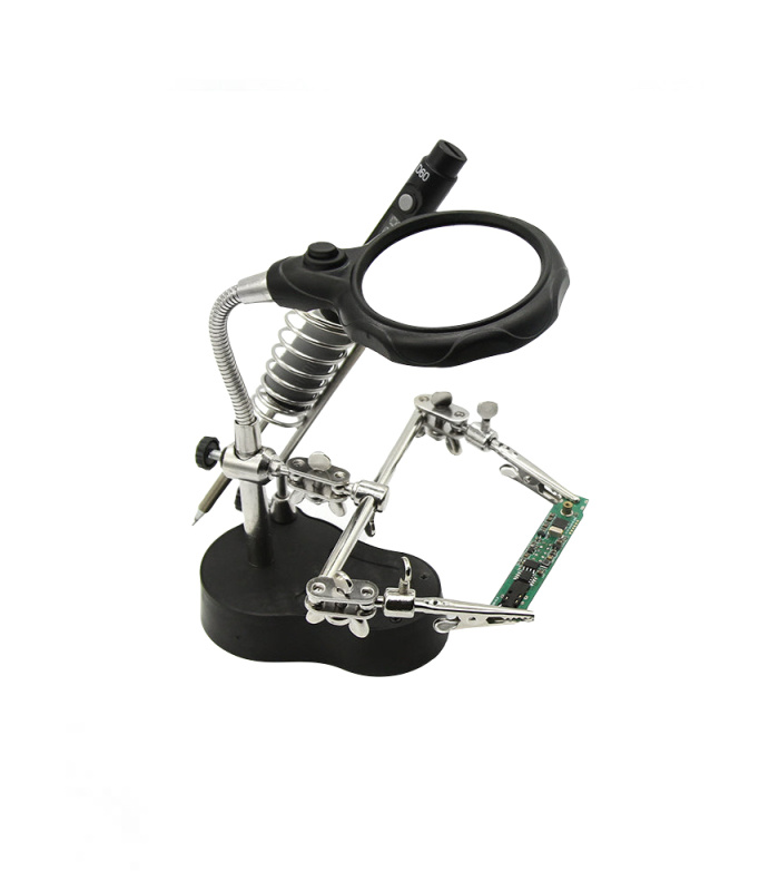 Helping Hands with LED Light, Magnifying Glass & Iron Holder - Image 1