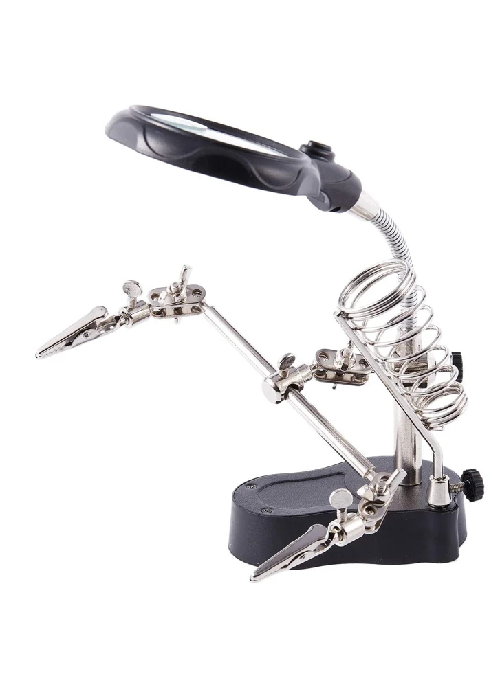 Helping Hands with LED Light, Magnifying Glass & Iron Holder - Image 2