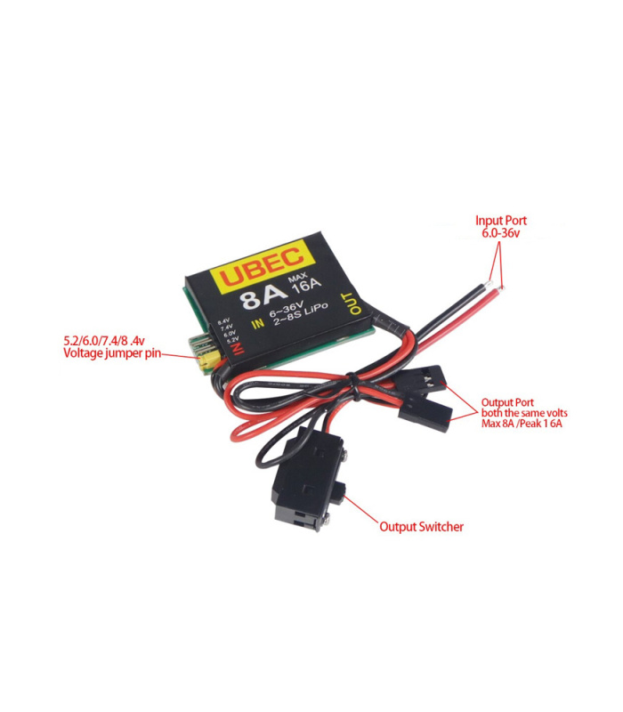 8A 6-36V Input UBEC with 5.2/6/7.4/8.4V Output - Image 5