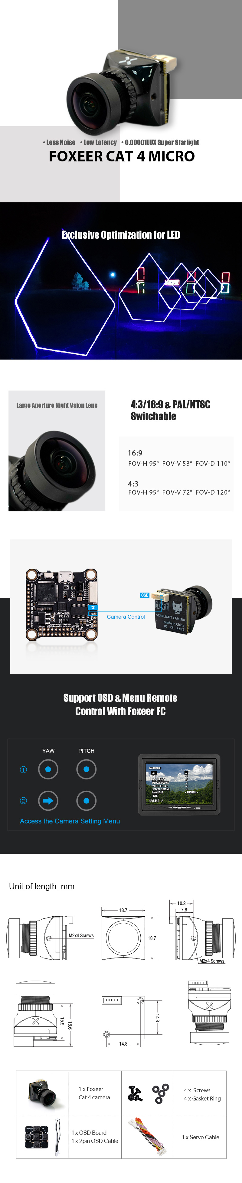 Foxeer Micro Cat 4 - 1200TVL Super Low Light Night Camera 1 HS1277 Cat 4