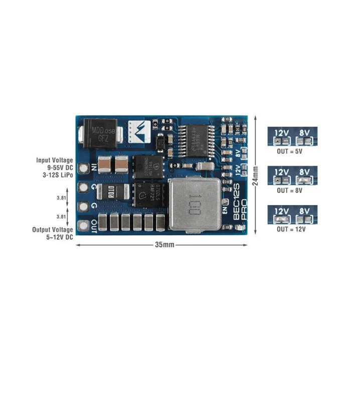 Matek 12S Pro BEC - 9-55V Input 5V/8V/12V - 5A Output - Image 2