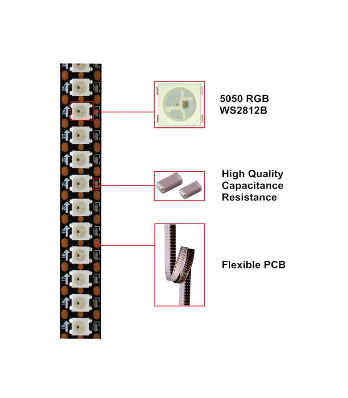 Flexible WS2812 Programmable 5050 LED Light Strip - 5V - Image 2