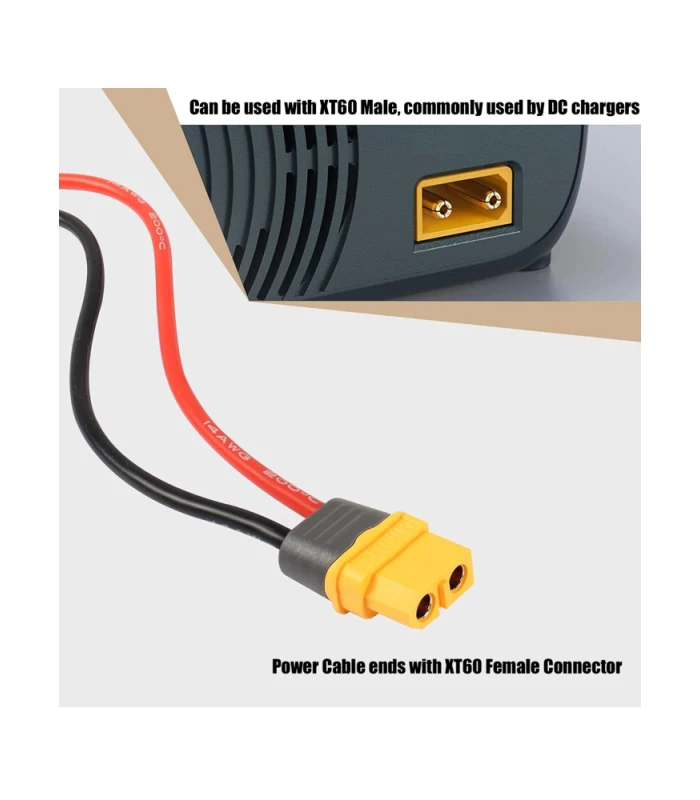 DC Battery Charger Power Lead XT60 / XT90 to Alligator Clips - Image 3