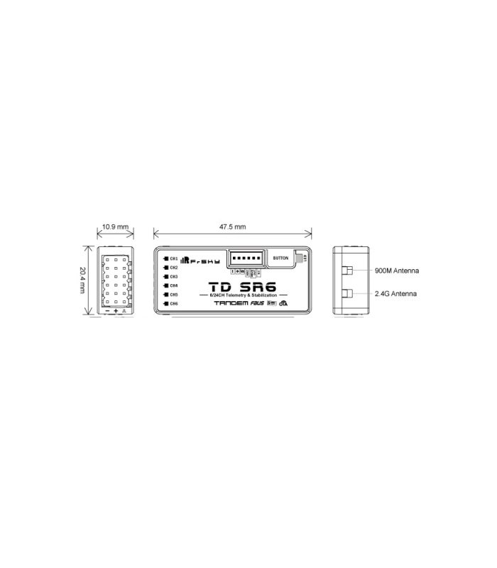 FrSky Tandem Dual-Band TD SR6 Receiver w/ ADV Stabilizer - Image 2