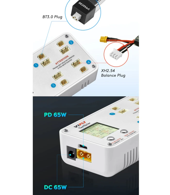 VIFLY ToothStor 2S LiPo Battery Balance Charger / Discharger (JST-XH2.54 / BT3.0) - Image 3