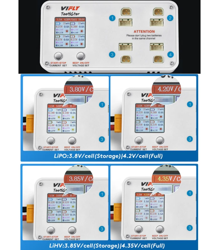 VIFLY ToothStor 2S LiPo Battery Balance Charger / Discharger (JST-XH2.54 / BT3.0) - Image 2