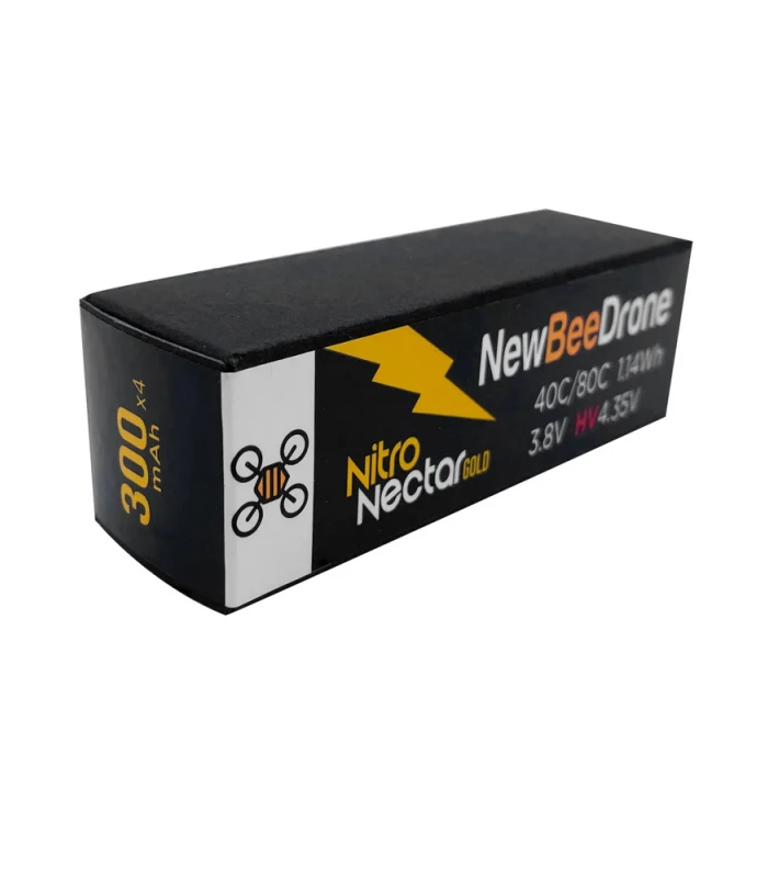 NewBeeDrone Nitro Nectar Gold 300mAh 1S HV LiPo Battery JST-PH2 (Pack of 4) - Image 2