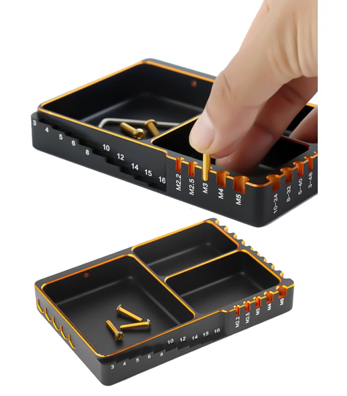3 Compartment Screw & Parts Storage Tray with Length and Diameter Measurement - Image 3