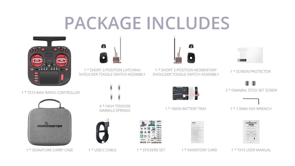 TX15 Max Includes