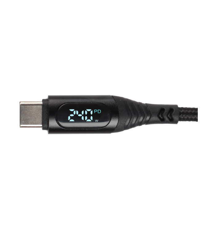 Flying Tech 240W Double USD Type-C PD Fast Charging Cable with Digital Display - 1M - Image 2