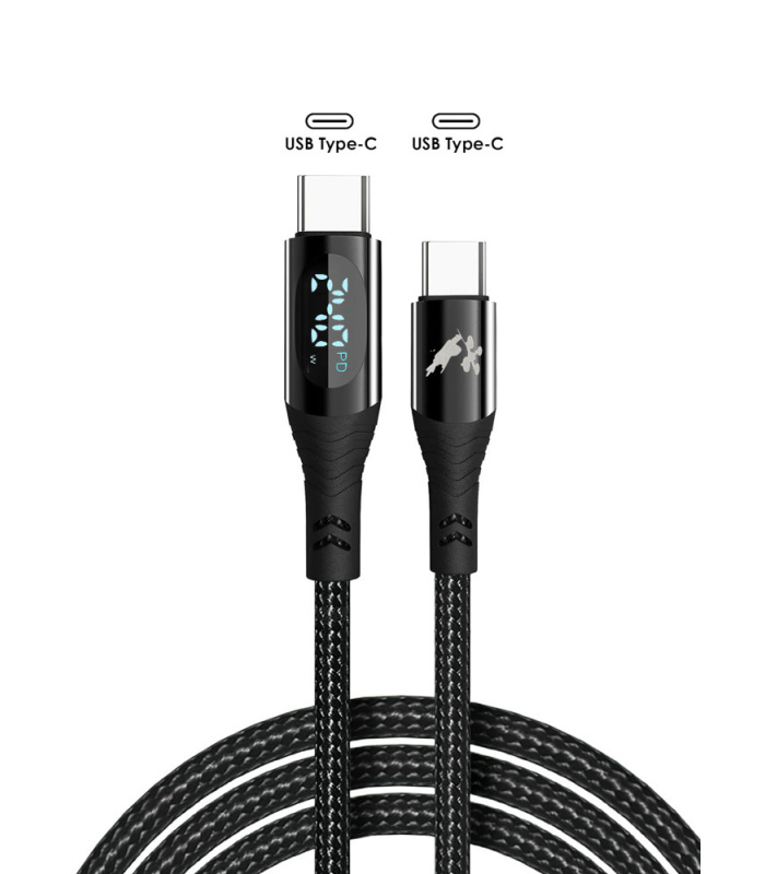 Flying Tech 240W Double USD Type-C PD Fast Charging Cable with Digital Display - 1M - Image 4
