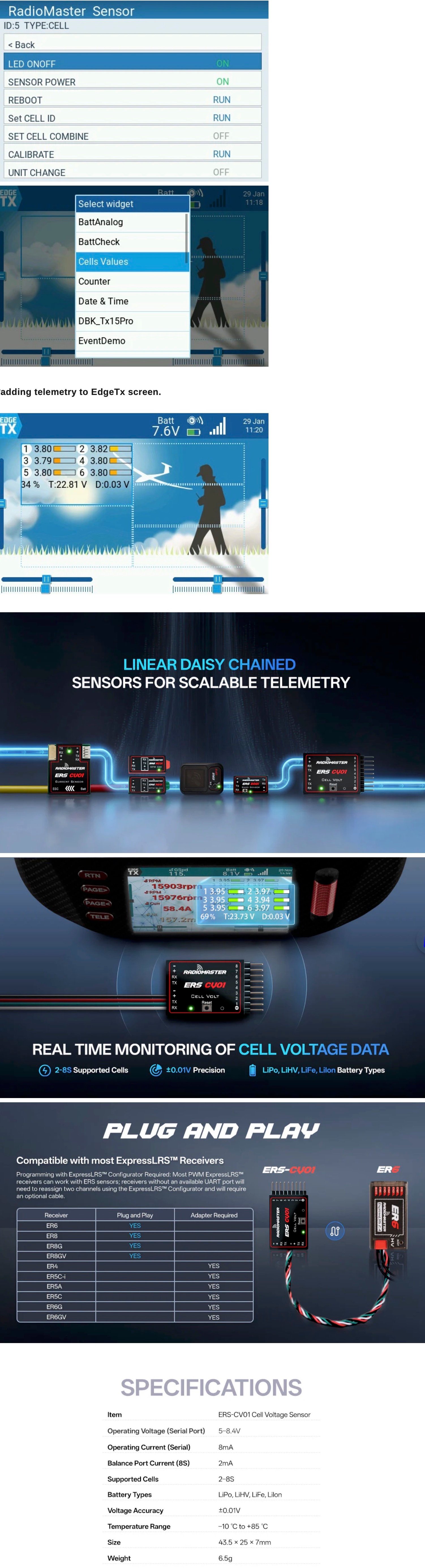 ERS CV01 Precision Cell Voltage Sensor for compatible Ex – RadioMaster RC Banner