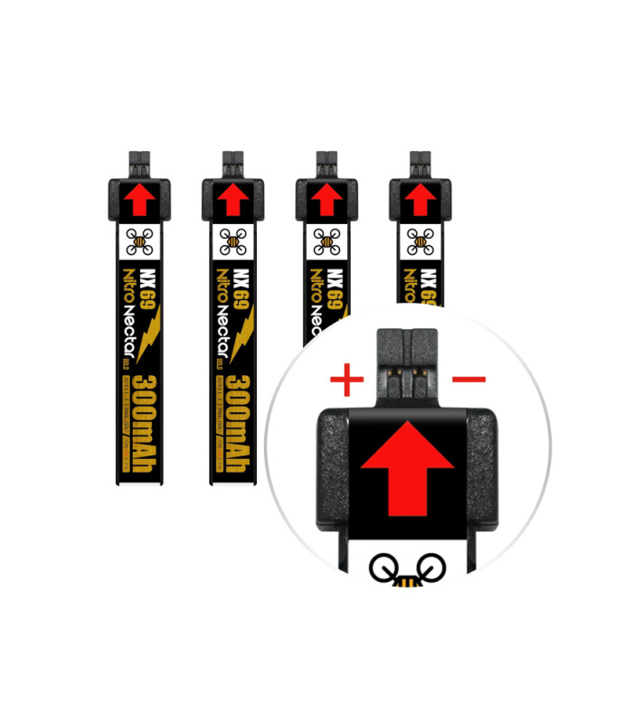 NewBeeDrone Nitro Nectar NX69 300mAh 1S 80C HV LiPo Battery (Pack of 4) - Image 3