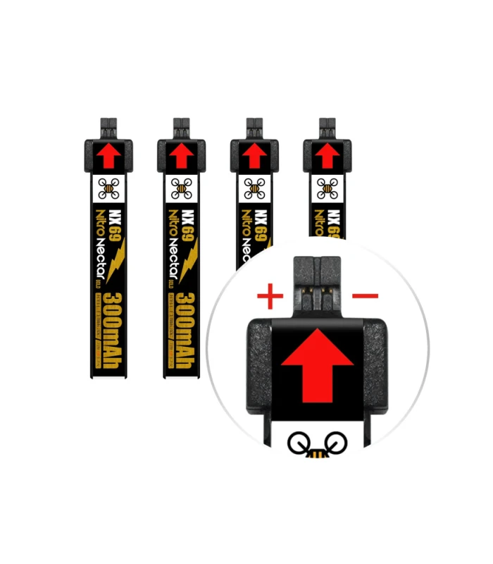 NewBeeDrone Nitro Nectar NX69 300mAh 1S 80C HV LiPo Battery (Pack of 4) - Image 3