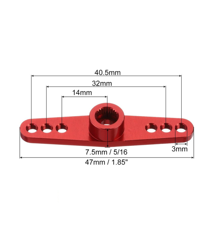 25T Aluminium Double Servo Horn M3 – 47mm Dual Arm, 6mm Spline - Image 2