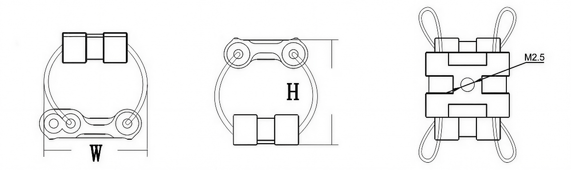 Wire Rope Vibration Dampener Dimensions