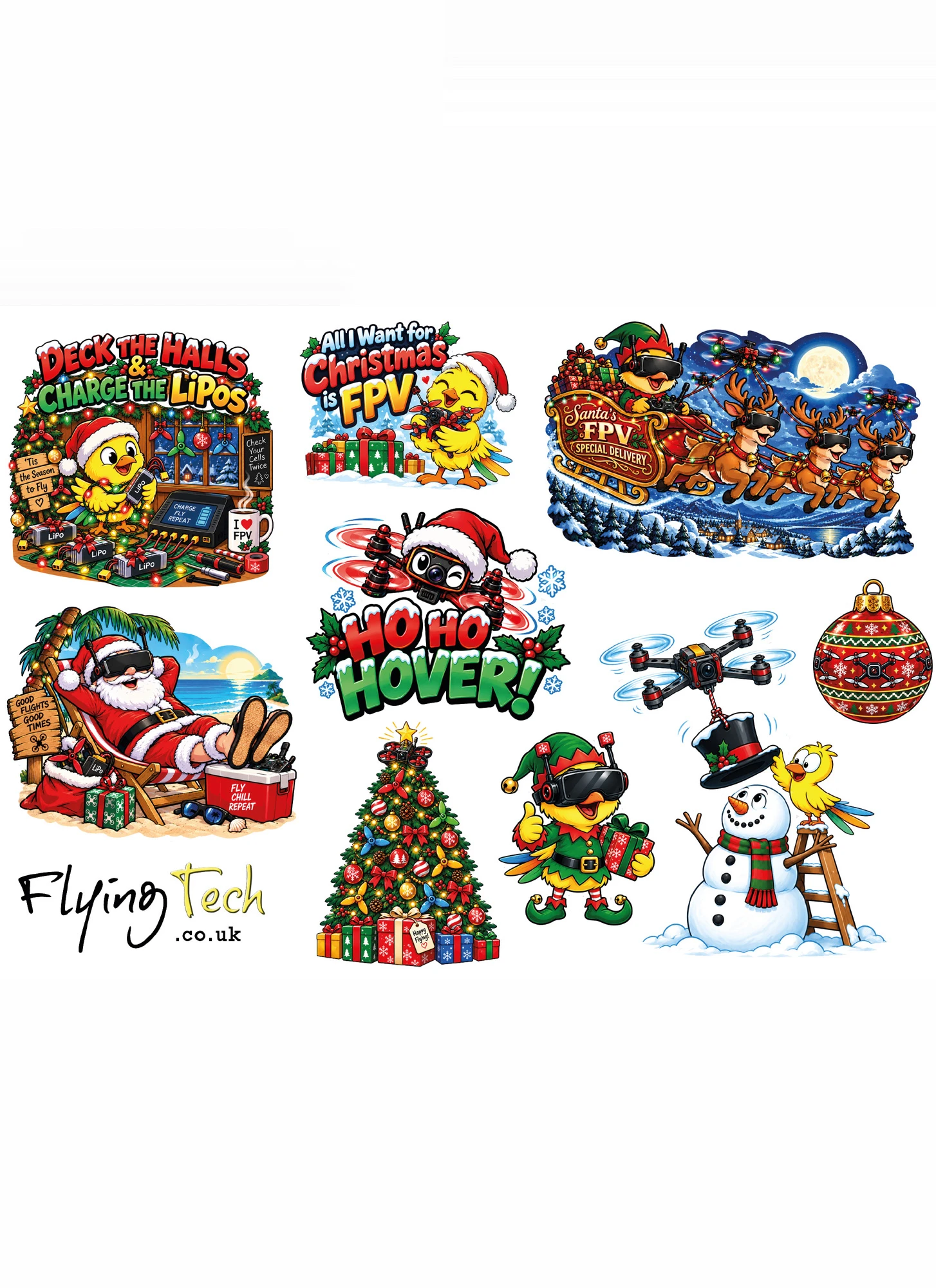 Flying Tech Christmas Sticker Sheet 2026